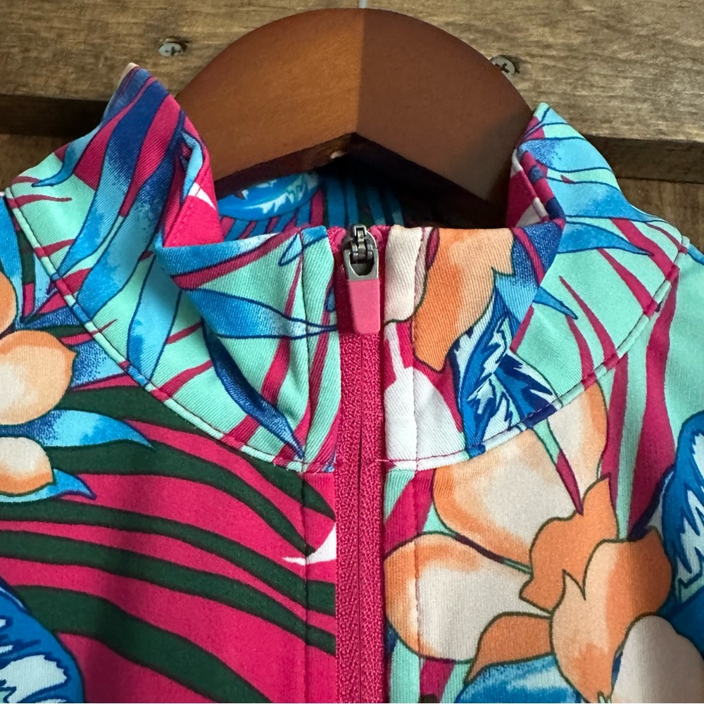 New! 🌺 Tommy Bahama Full Zip Active Gold & Tennis Floral Jacket Size Small - Picture 4 of 11